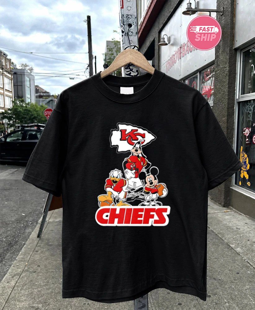 Donald Duck Mickey Mouse Kansas City Chiefs NFL goofy Donald Duck Mickey Mouse football shirt