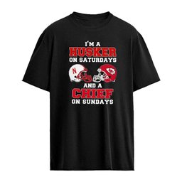 I’m A Husker On Saturdays and A Chief On Sundays Football helmet shirt