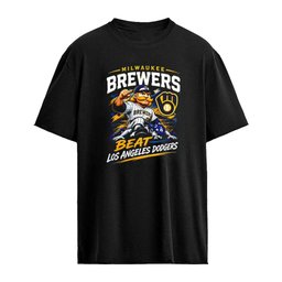 Milwaukee Brewers MLB Beat Los Angeles Dodgers mascot punching baseball shirt