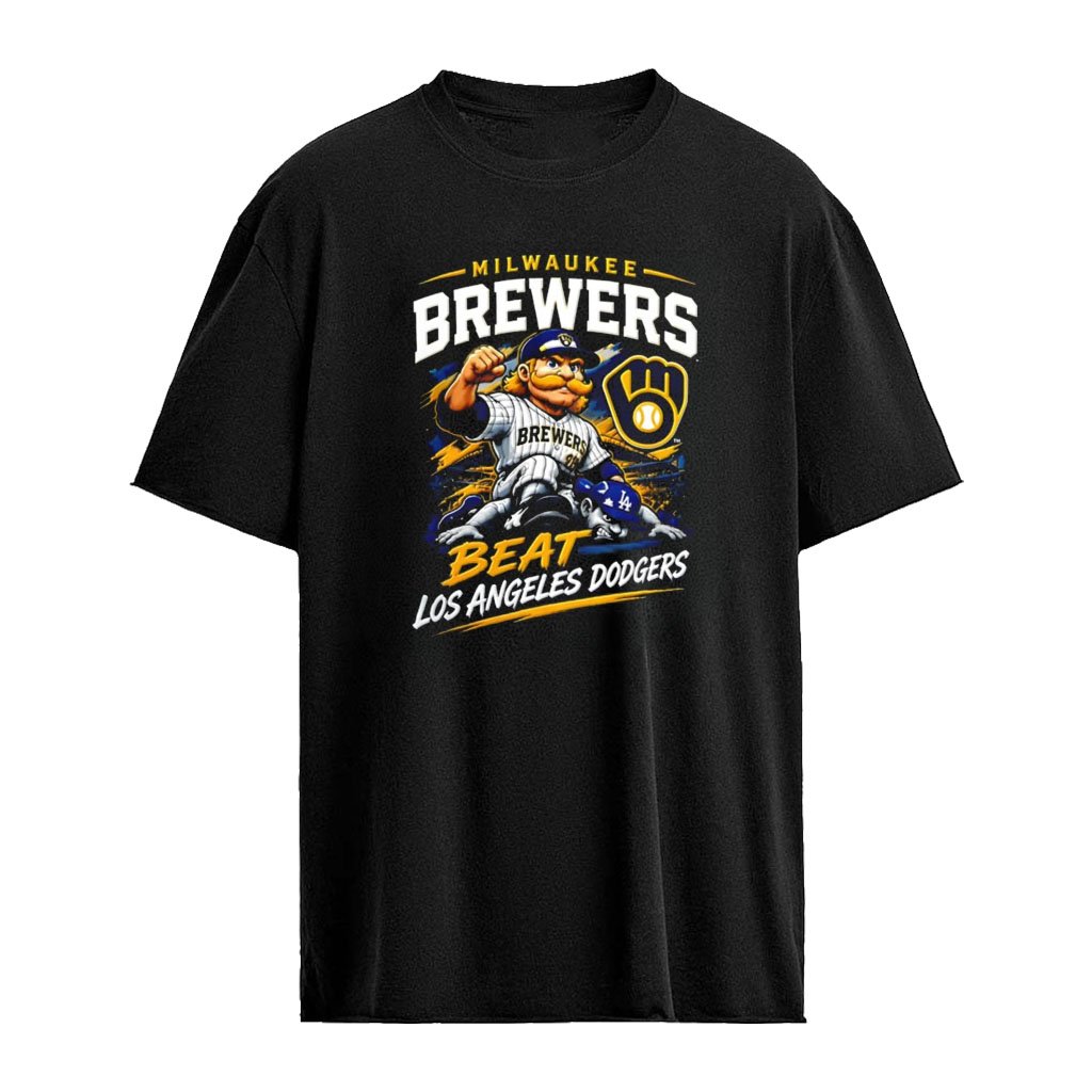 Milwaukee Brewers MLB Beat Los Angeles Dodgers mascot punching baseball shirt