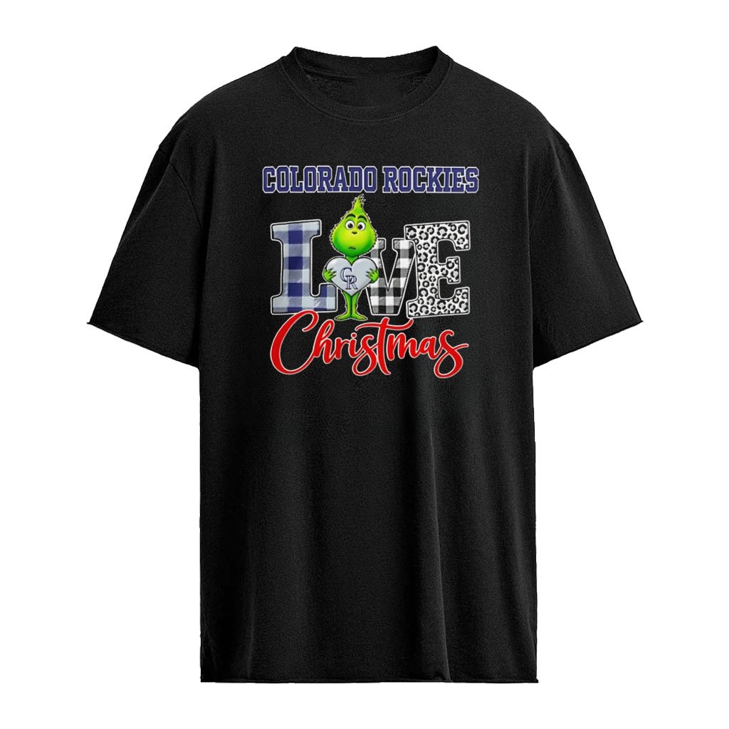 Colorado Rockies x Grinch hug heart Love Christmas 2026 cartoon shirt