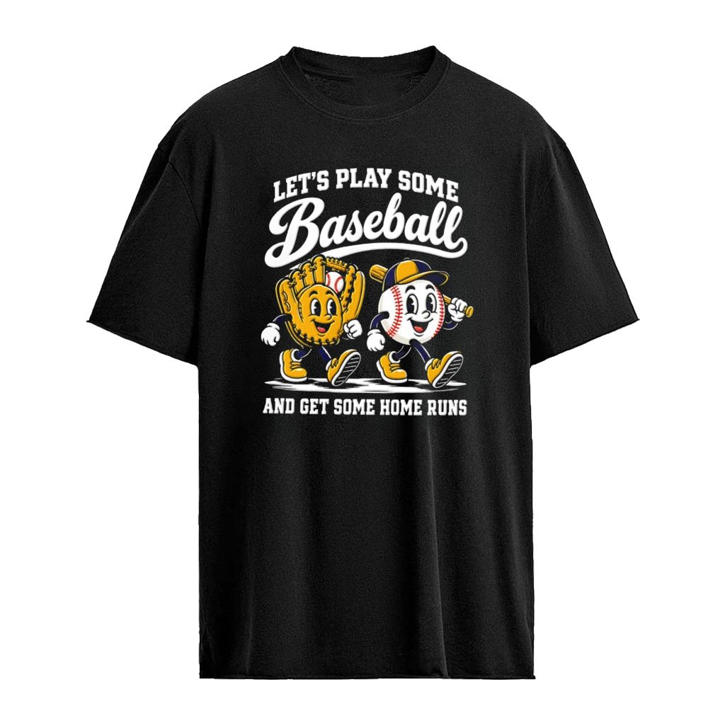 Let’s Play Some Baseball and Get Some Home Runs Milwaukee Brewers baseball cartoon shirt