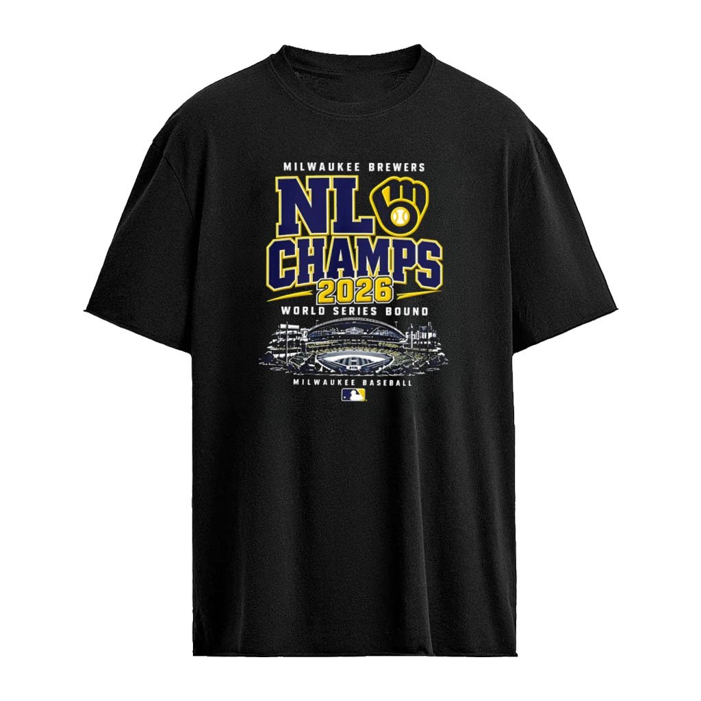 Milwaukee Brewers MLB NL Champs World Series Bound 2026 baseball stadium skyline shirt