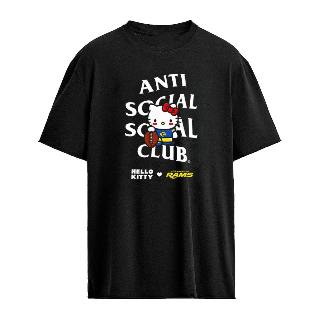 Hello Kitty Los Angeles Rams NFL Anti Social Social Club holding football shirt