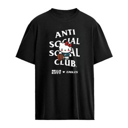 Hello Kitty Philadelphia Eagles NFL Anti Social Social Club wearing Eagles holding football shirt