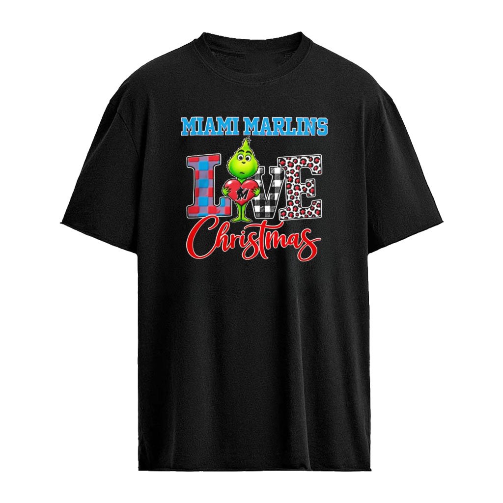 Miami Marlins x Grinch hug heart Love Christmas 2026 cartoon shirt