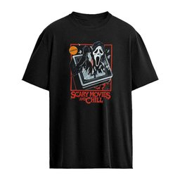 Ghostface Scary Movies and Chill holding knife shirt