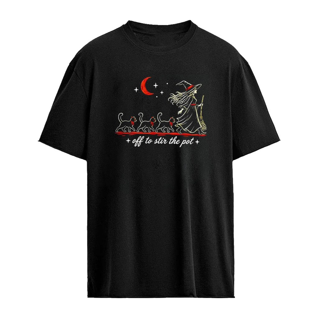 Off To Stir The Pot Witch Black Cat 2026 Halloween shirt