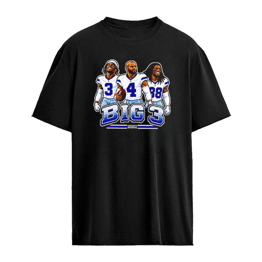 Dallas Cowboys NFL Big three football players pixel art shirt