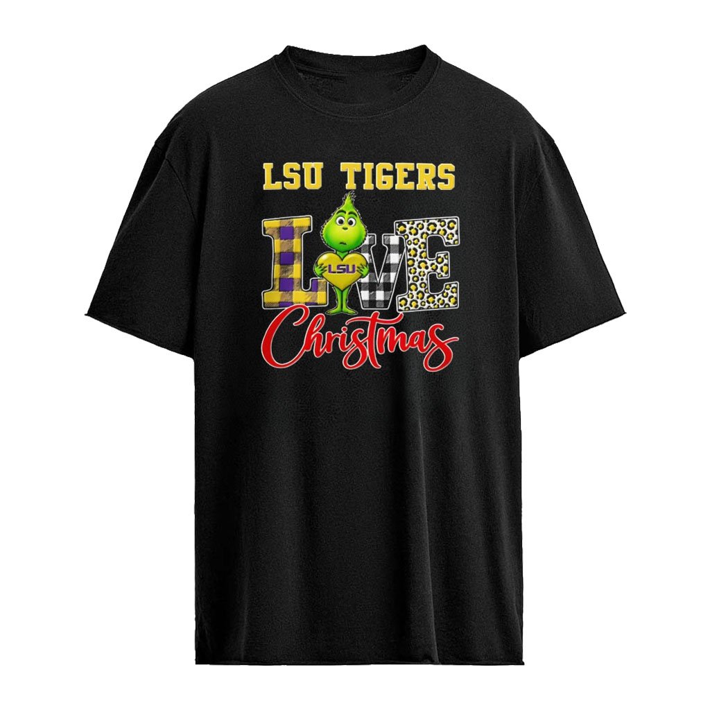 LSU Tigers x Grinch hug heart Love Christmas 2026 cartoon shirt