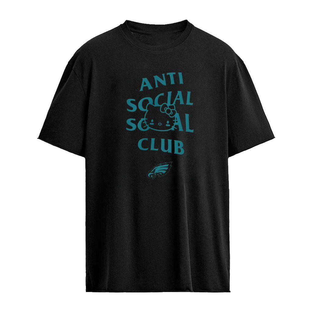 Hello Kitty Philadelphia Eagles NFL Anti Social Social Club logo shirt