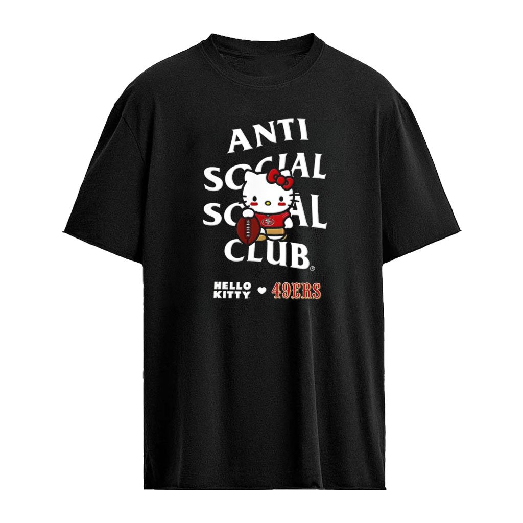 Hello Kitty San Francisco 49ers NFL Anti Social Social Club wearing football shirt