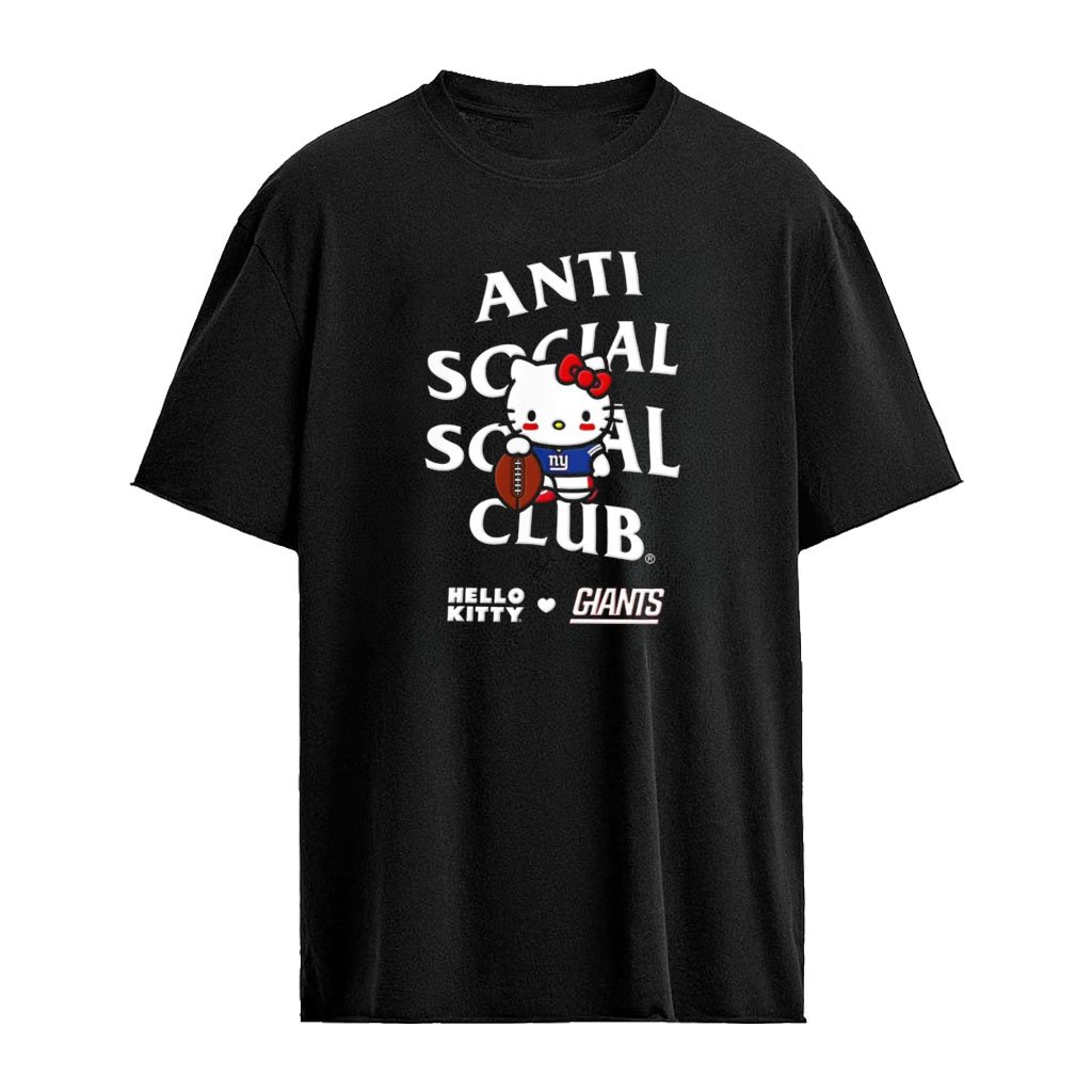 Hello Kitty New York Giants NFL Anti Social Social Club wearing Giants football shirt