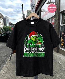 North Texas Mean Green Santa Grinch I hate everybody except Mean Green Christmas 2026 shirt