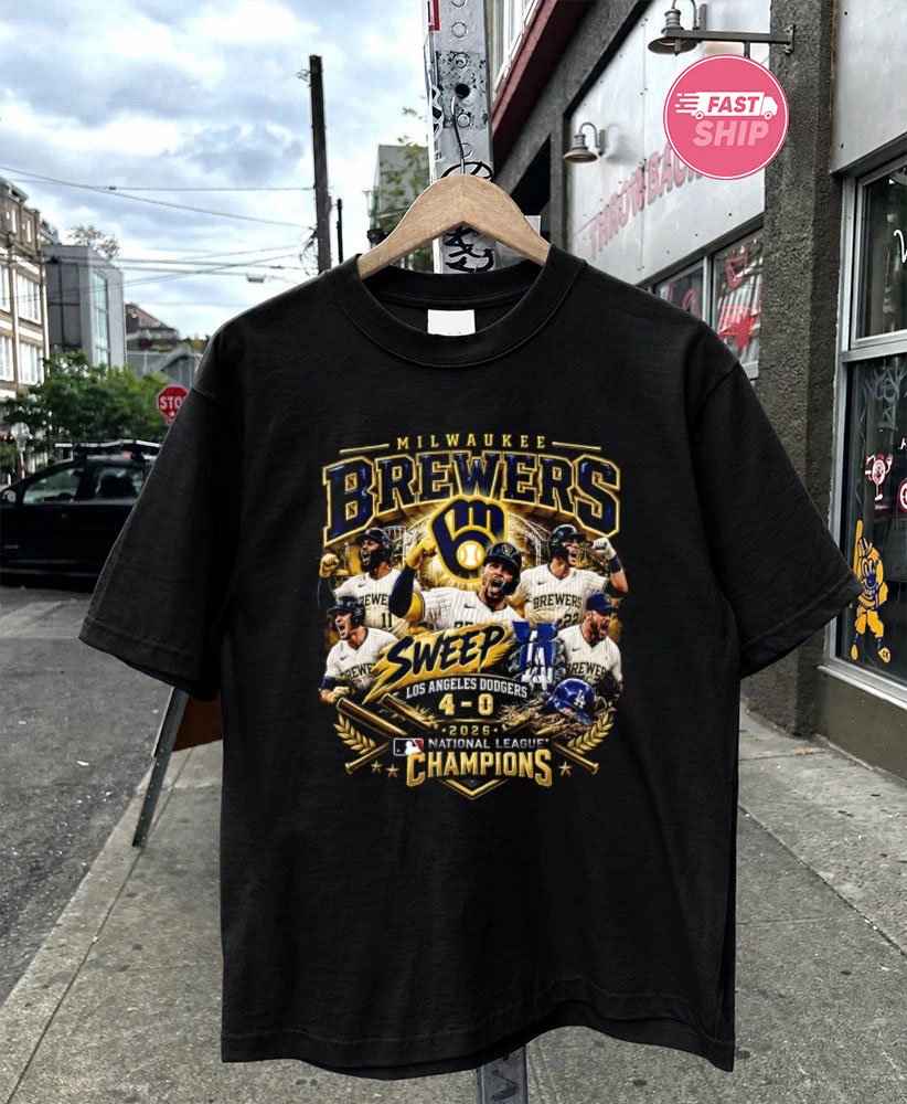 Milwaukee Brewers MLB Sweep 2026 4-0 baseball players celebrating victory Championship shirt