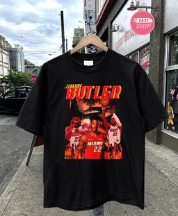 Jimmy Butler Miami Heat NBA 22 three Jimmy Butler portraits basketball palm trees fire shirt