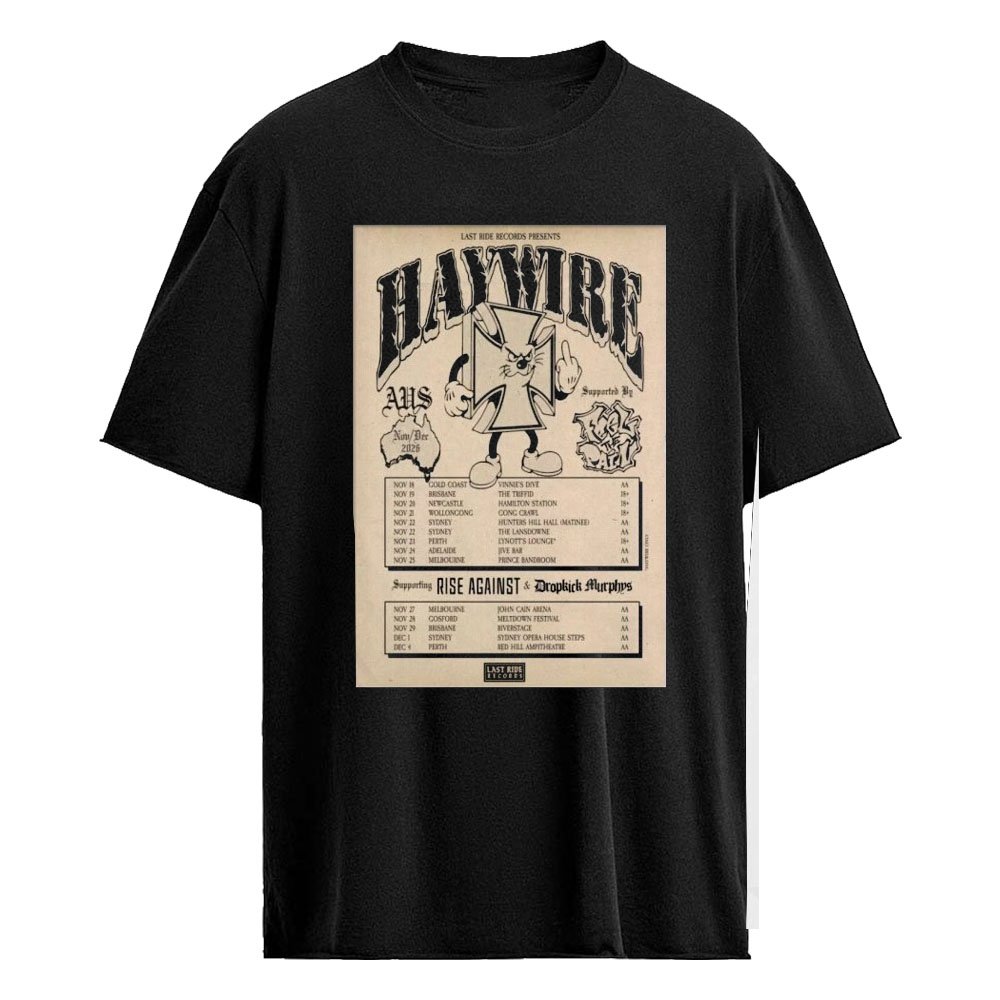 Haywire Rescheduled Australian Tour 2026 Poster Shirt