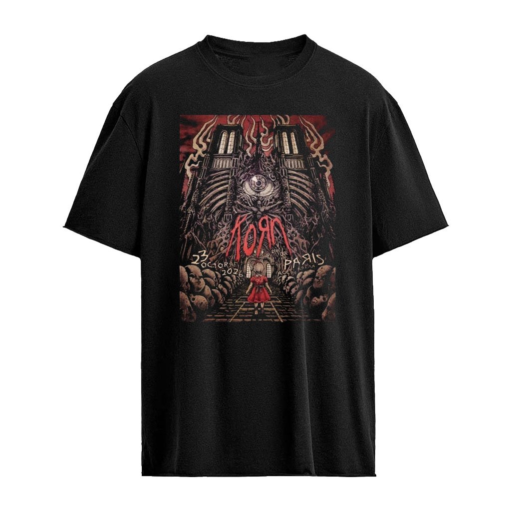 Korn Euro Tour 2026 Paris Venue Poster At Accor Arena On October 23 2026 T-Shirt