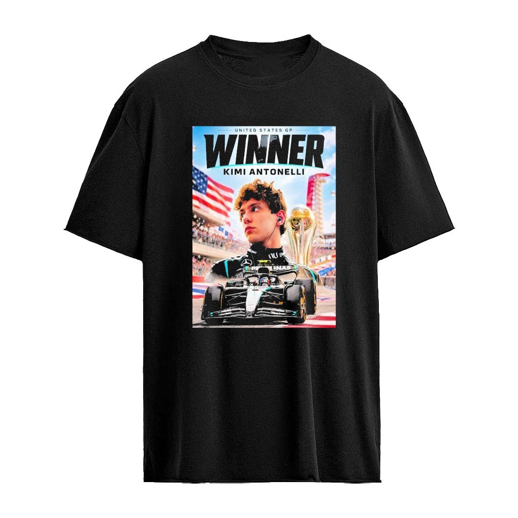 Kimi Antonelli Mercedes Amg Petronas F1 United States Gp Winner Trophy Poster Shirt