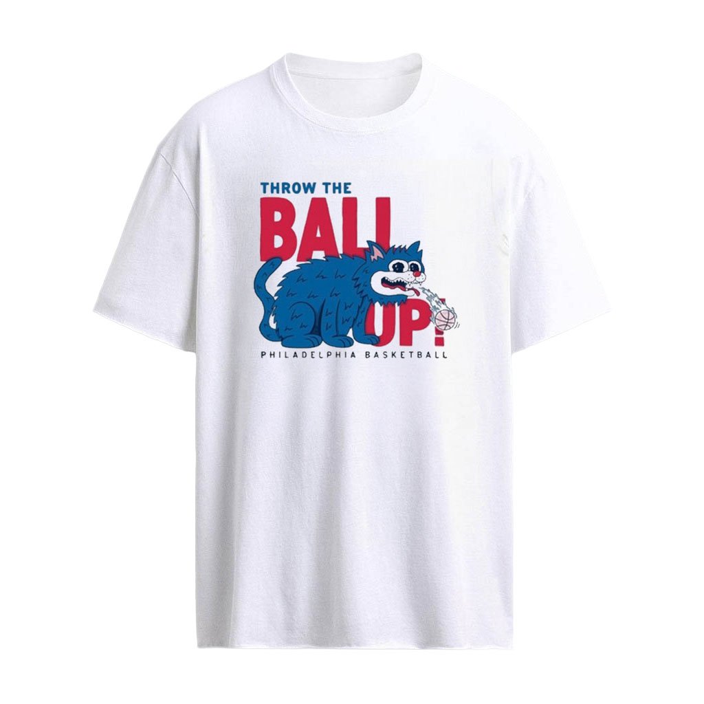 Throw The Ball Up Philadelphia Basketball Vomiting Cat Shirt