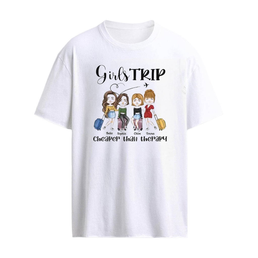 Personalized Girls Trip Cheaper Than Therapy Vacation Best Friends T-Shirt