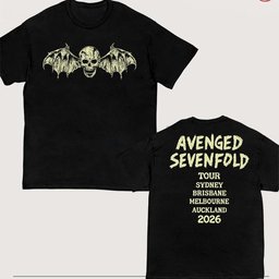 Avenged Sevenfold Australia 2026 Tour Merch Bat Skull T-Shirt