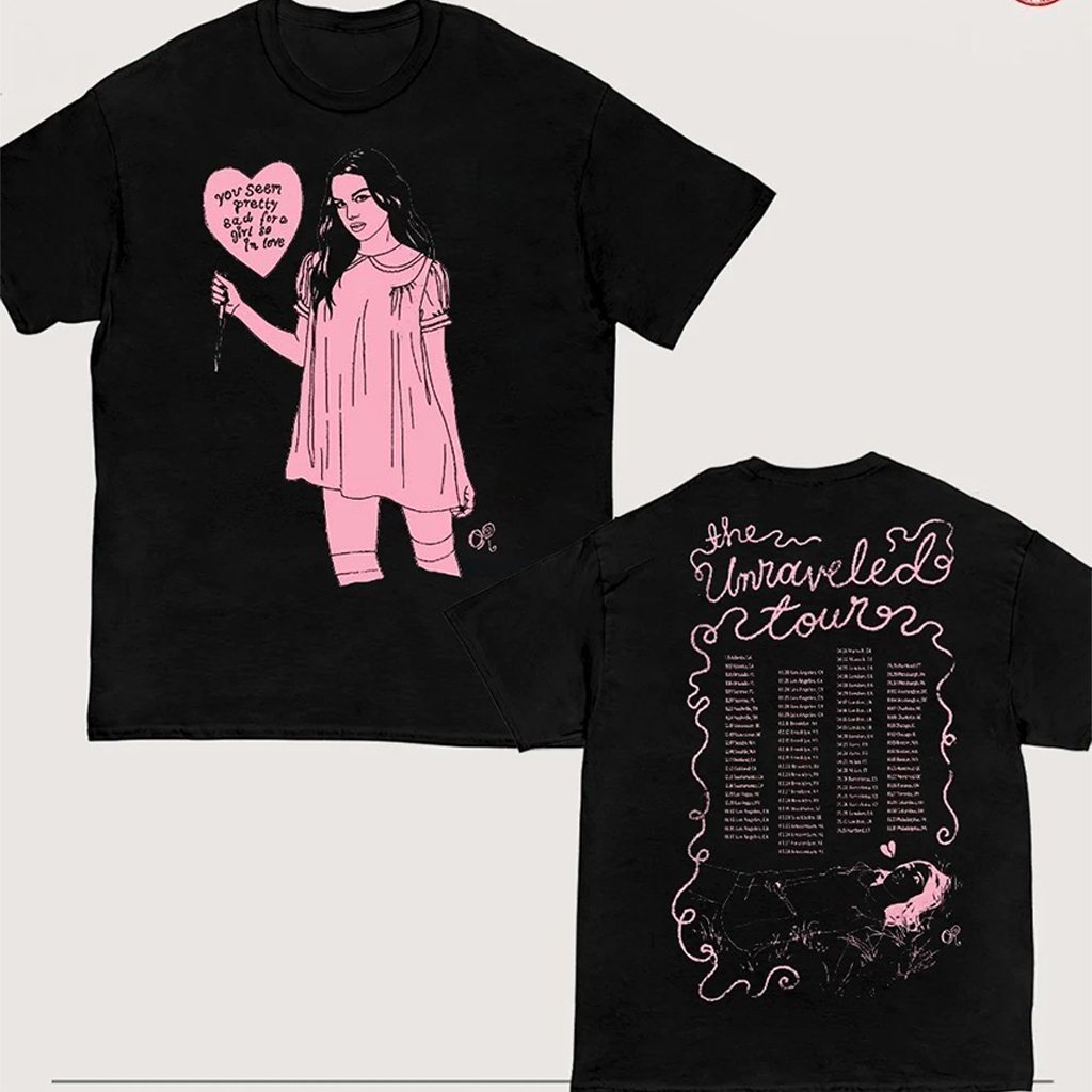 Olivia Rodrigo Merch The Unraveled Tour 2026 Illustration Blk T-Shirt