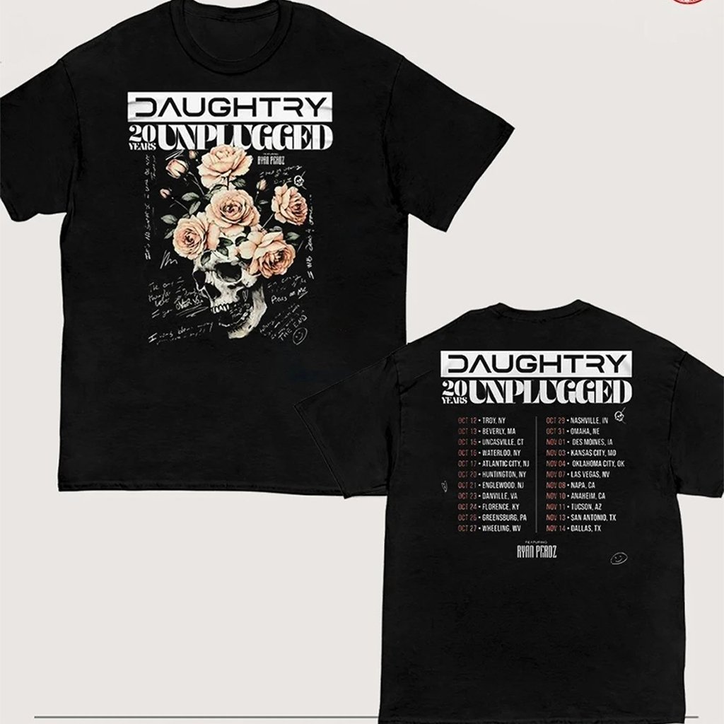 Daughtry 20 Years Unplugged Tour 2026 Rock Music Concert T-Shirt
