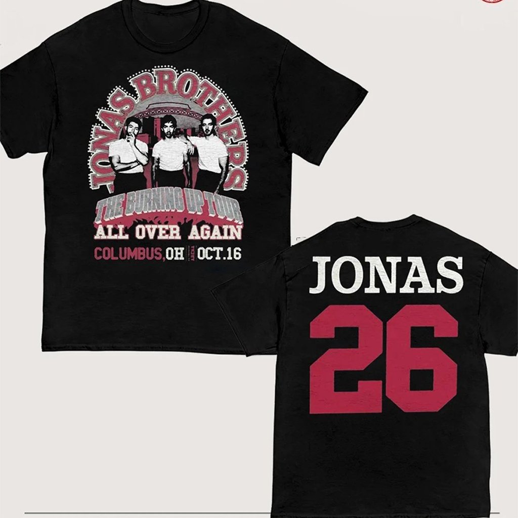 Jonas Brothers Burning Up All Over Again Columbus OH City 2026 Two Sided T-Shirt