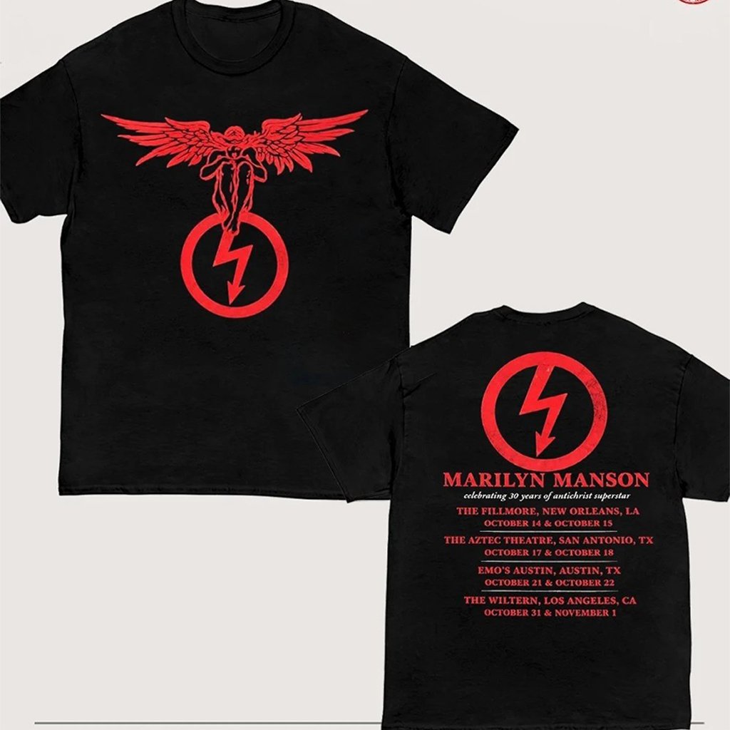 Marilyn Manson Antichrist Superstar 30th Anniversary 2026 Merch Angel With Dates Back T-Shirt