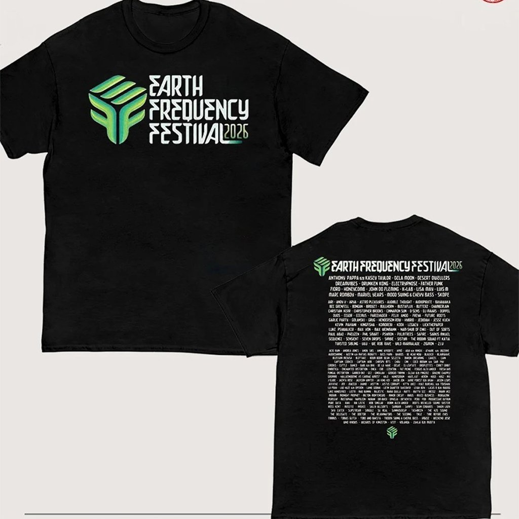 Earth Frequency Festival 2026 Woodford Australia On October 23 26 2026 Line Up T-Shirt