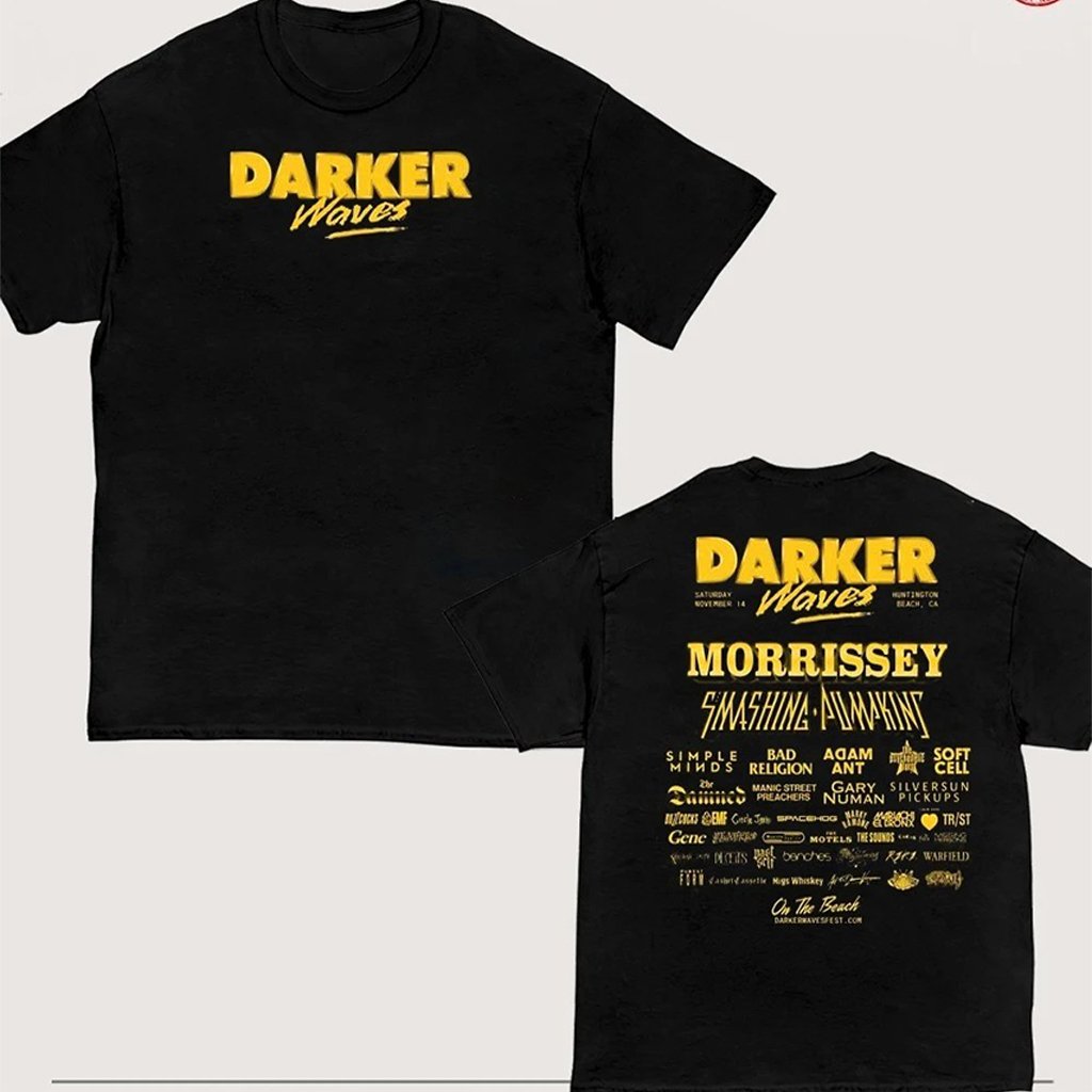 Darker Waves Festival 2026 Huntington Beach VA On November 14 2026 Yellow Line Up T-Shirt