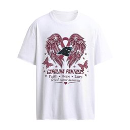 Carolina Panthers X Breast Cancer Awareness Faith Hope Love Wings Logo T-shirt