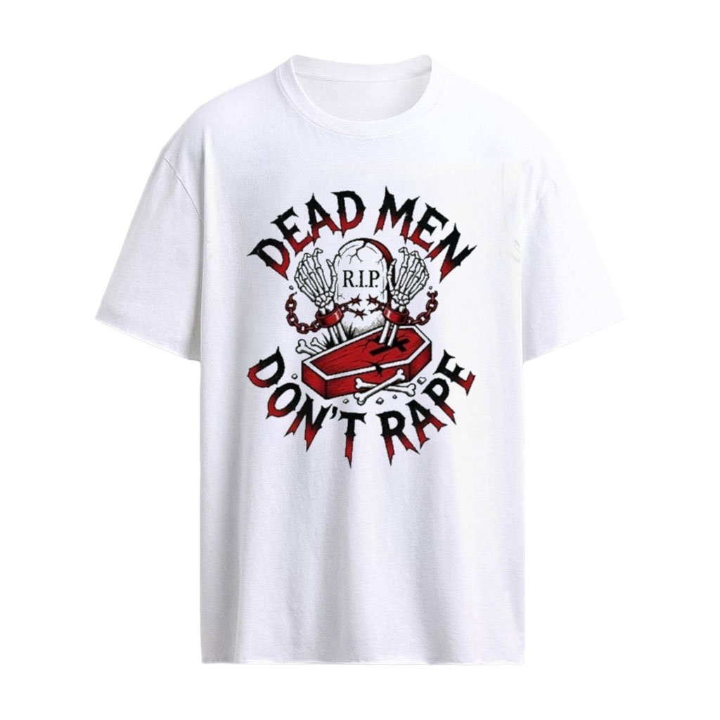 Skeleton Coffin Graphic Dead Men Don’t Rape T-Shirt