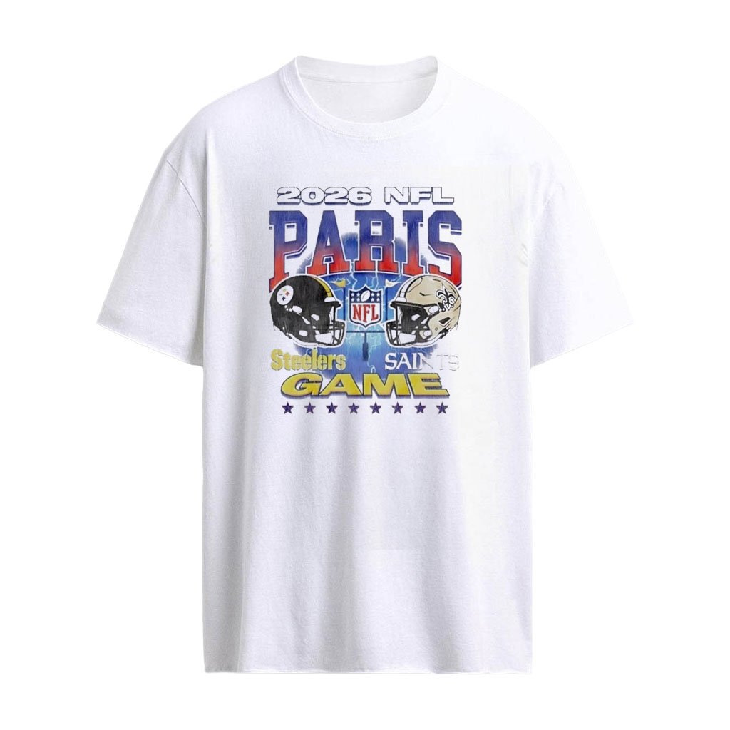 Pittsburgh Steelers vs New Orleans Saints 2026 NFL Paris International Games Matchup Helmet T-shirt