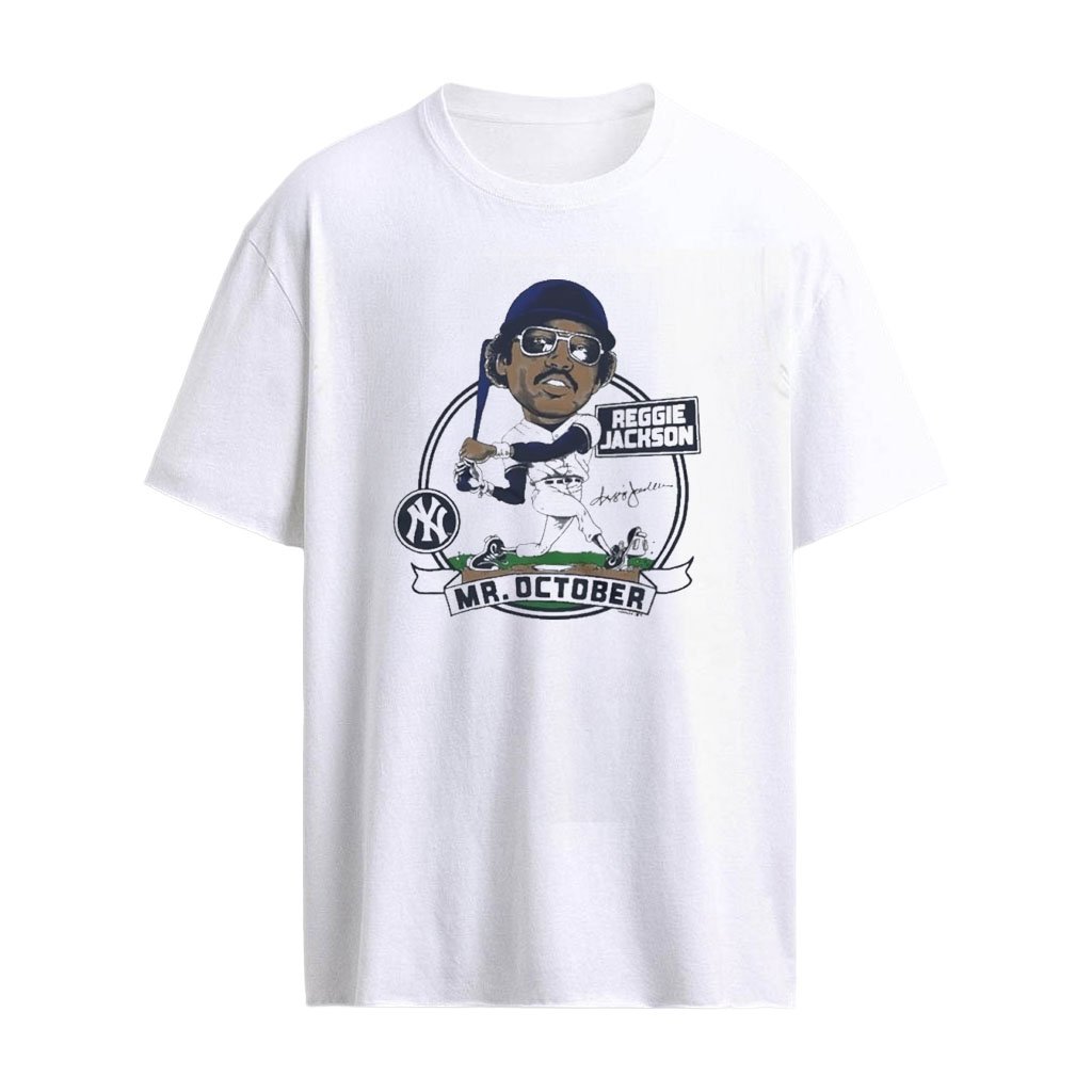 Yankees Reggie Jackson Mr. October Signature Cartoon T-Shirt