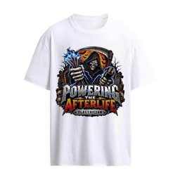 Powering the Afterlife Electrician Grim Reaper Halloween 2026 Graphic T-shirt