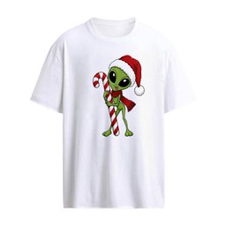 Green Santa hat Alien scarf candy cane Christmas shirt