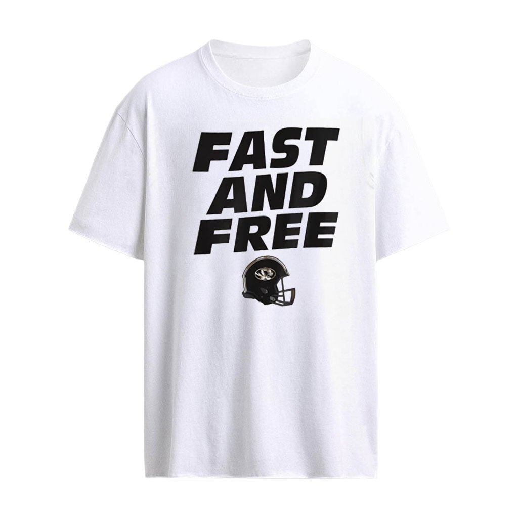 Fast and Free Missouri Tigers football helmet shirt