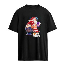 Alabama Crimson Tide Auburn LSU Tennessee Christmas Santa College Football Fan Graphic T-Shirt
