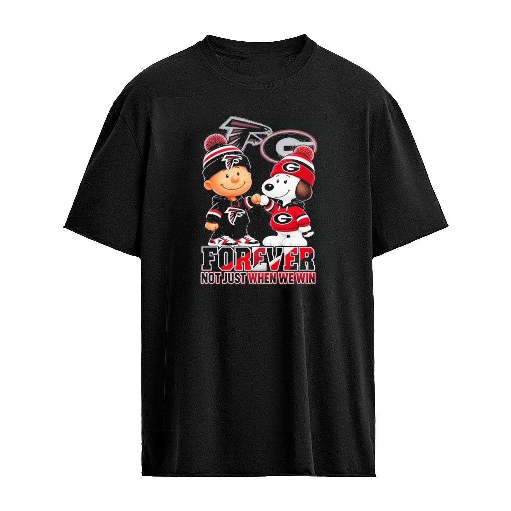 Atlanta Falcons Charlie Brown and Georgia Bulldogs Snoopy Fist Bump Forever Not Just When We Win T-Shirt