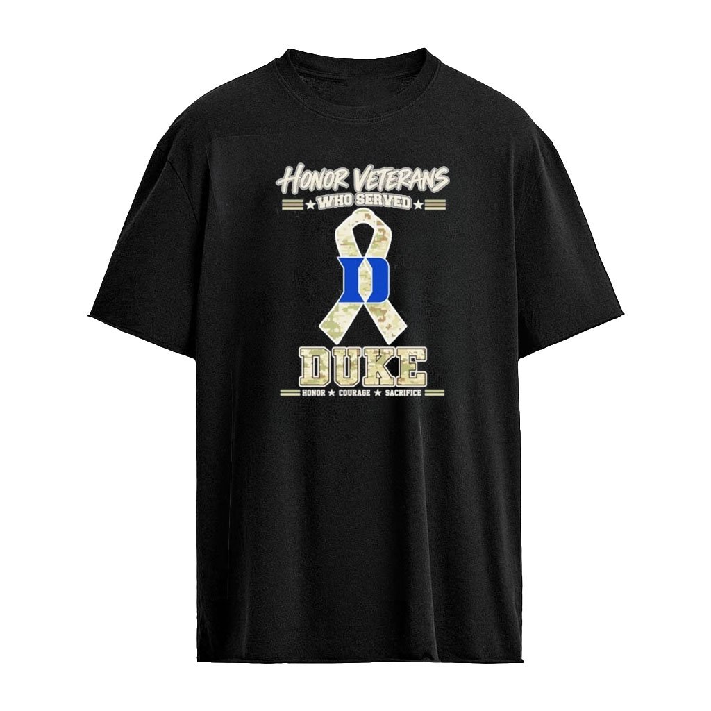 Duke Blue Devils Honor Veterans Who Served Shirt – Military Camo Ribbon Veterans Day Tribute Tee