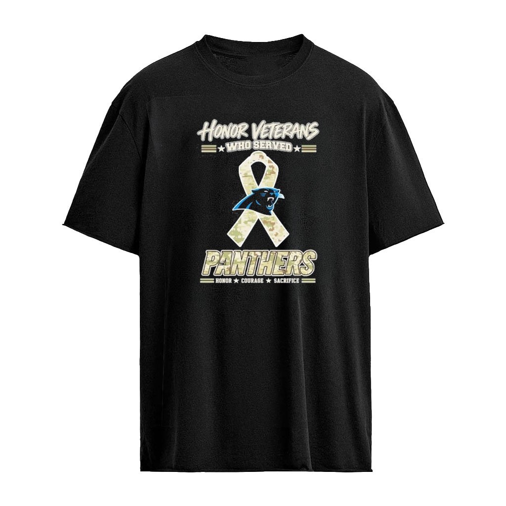 Carolina Panthers Honor Veterans Who Served Shirt – Military Camo Ribbon Veterans Day Tribute Tee