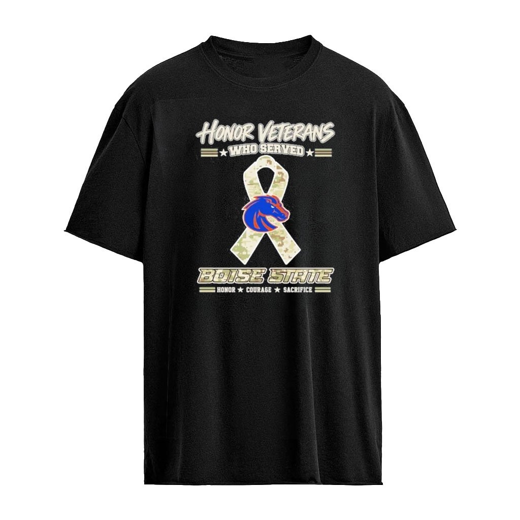 Boise State Broncos Honor Veterans Who Served Shirt – Military Camo Ribbon Veterans Day Tribute Tee