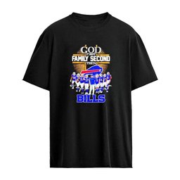 Buffalo Bills God First Family Second Then Cross and Signatures T-shirt