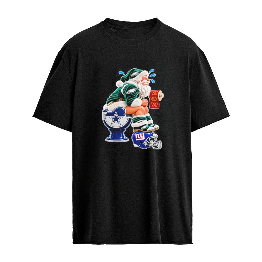 Dallas Cowboys Washington Commanders New York Giants Philadelphia Eagles Christmas Santa NFL Football Fan Graphic T-Shirt