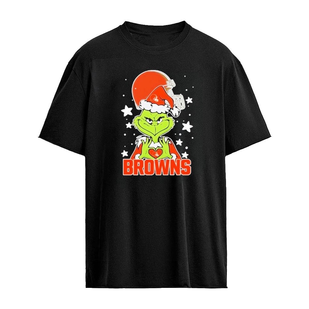 Cleveland Browns x Grinch Love Hands Christmas 2026 Football Graphic T-shirt