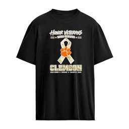 Clemson Tigers Honor Veterans Who Served Shirt – Military Camo Ribbon Veterans Day Tribute Tee