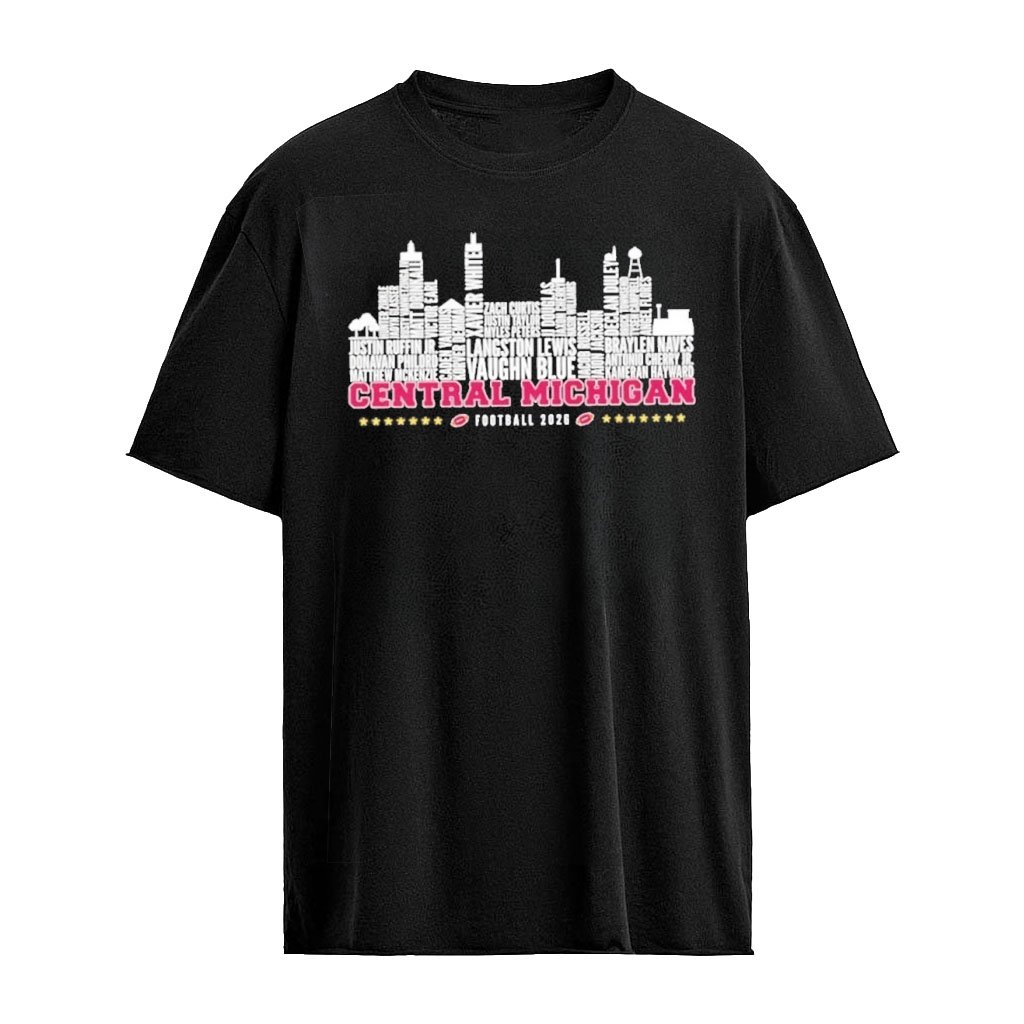 Central Michigan Chippewas Football 2026 Players Names City Skyline Graphic T-Shirt