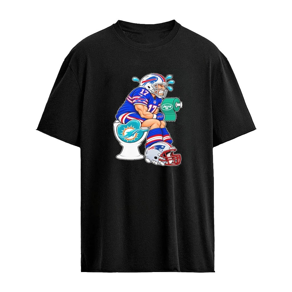 Buffalo Bills Josh Allen Toilet Humor With Miami Dolphins And Ny Jets Football T-Shirt